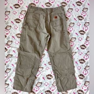 Carhartt Carpenter Pants B151-LBR 40x31 Grey Khaki Cargo‎ Distressed Thrashed
